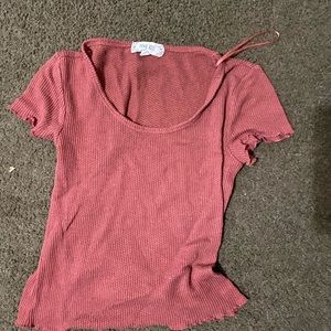 Red waffle material crop top